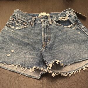 Abercrombie & Fitch Ripped Blue Jean Shorts